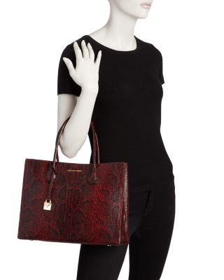 mercer large snakeskin tote