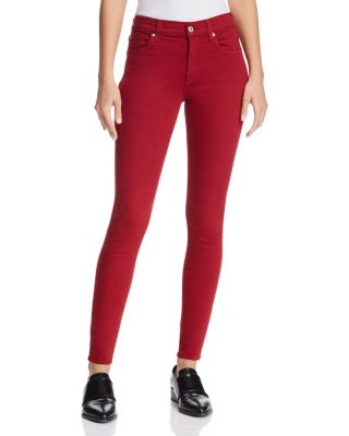 red ankle jeans