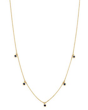 Bloomingdale's - Blue Sapphhire Bezel Set Station Necklace in 14K Yellow Gold, 18" - 100% Exclusive