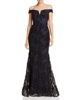 Bloomingdales Women Clothing Dresses Strapless Dresses 100% Exclusive Off-the-Shoulder Embellished Lace Gown 