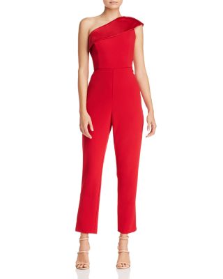 one shoulder crepe jumpsuit
