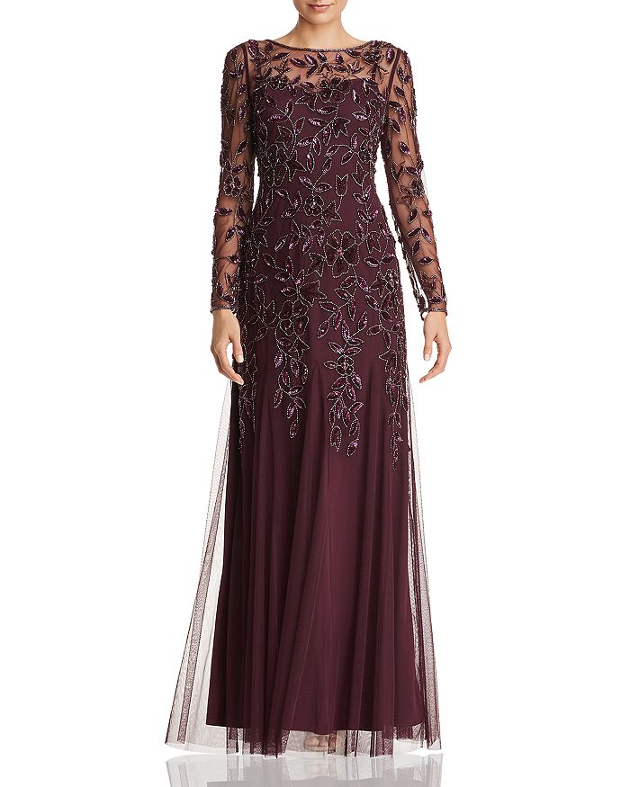 Adrianna Papell Embellished Mesh Gown | Bloomingdale's