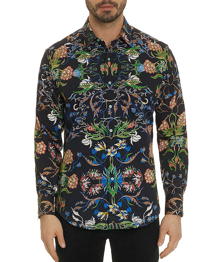 Robert Graham Warner Embroidered Floral Print Classic Fit Shirt ...