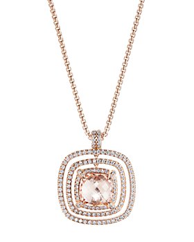 David Yurman - Châtelaine®  Pavé Bezel Necklace in 18K Rose Gold with Morganite and Diamonds, 36"