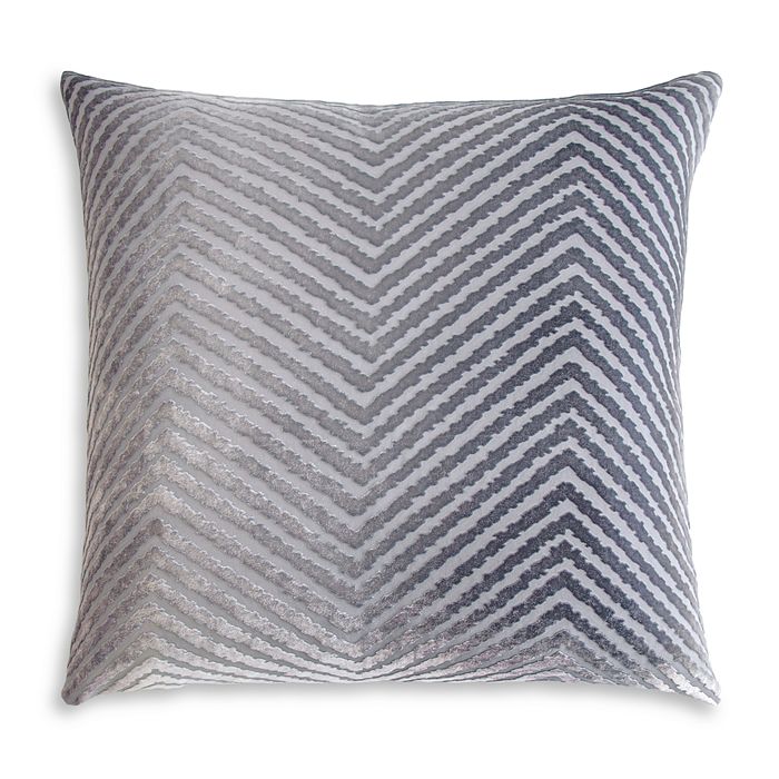 Kevin O'brien Studio Chevron Velvet Decorative Pillow, 20 X 20 In Silver