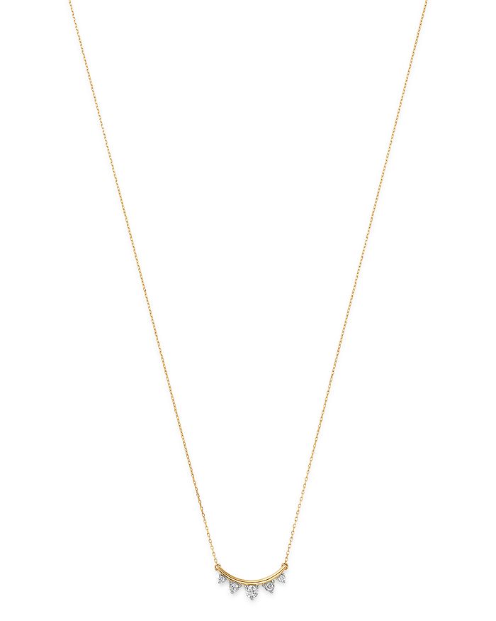 Adina Reyter 14k Yellow Gold Amigos Five Diamond Curve Necklace, 16 In White/gold