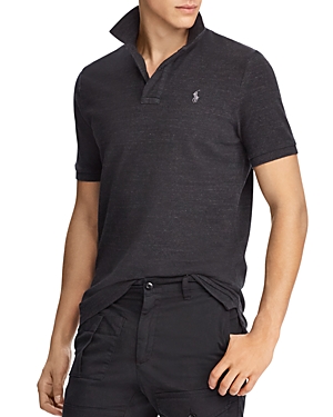Shop Polo Ralph Lauren Custom Slim Fit Mesh Polo Shirt In Black Marl Heather