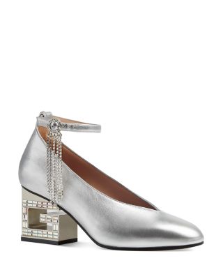Gucci metallic mid heel pump hotsell