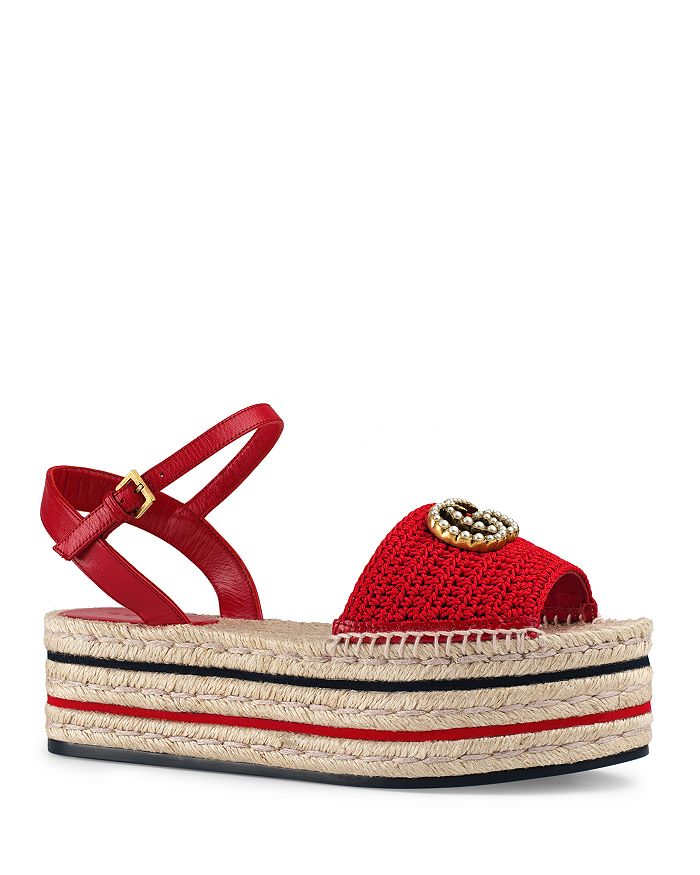 Gucci crochet top platform espadrille