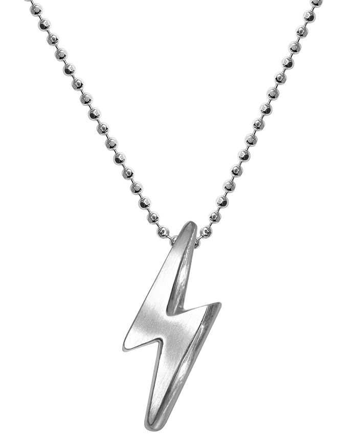Alex Woo Little Rock Star Lightning Bolt Pendant Necklace In Sterling Silver, 16