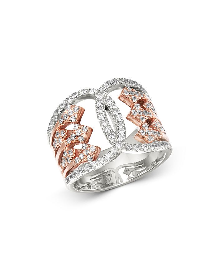 Bloomingdale's Diamond Art Deco Ring In 14k White & Rose Gold, 0.75 Ct. T.w. - 100% Exclusive In White/multi