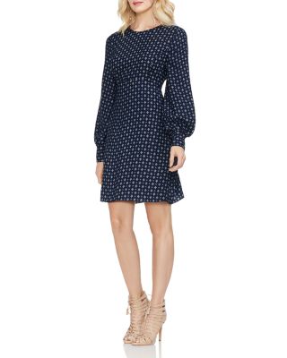 VINCE CAMUTO Printed Bubble-Sleeve Dress | Bloomingdale's