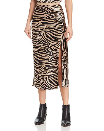 jord formel Brink Anine Bing Dolly Silk Zebra-Print Midi Skirt | Bloomingdale's