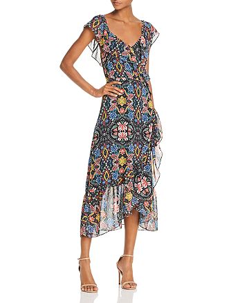Rebecca Minkoff Jessica Ruffled Floral Midi Wrap Dress | Bloomingdale's