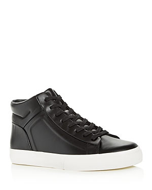 Shop Vince Men's Fynn Leather High-top Sneakers In Black