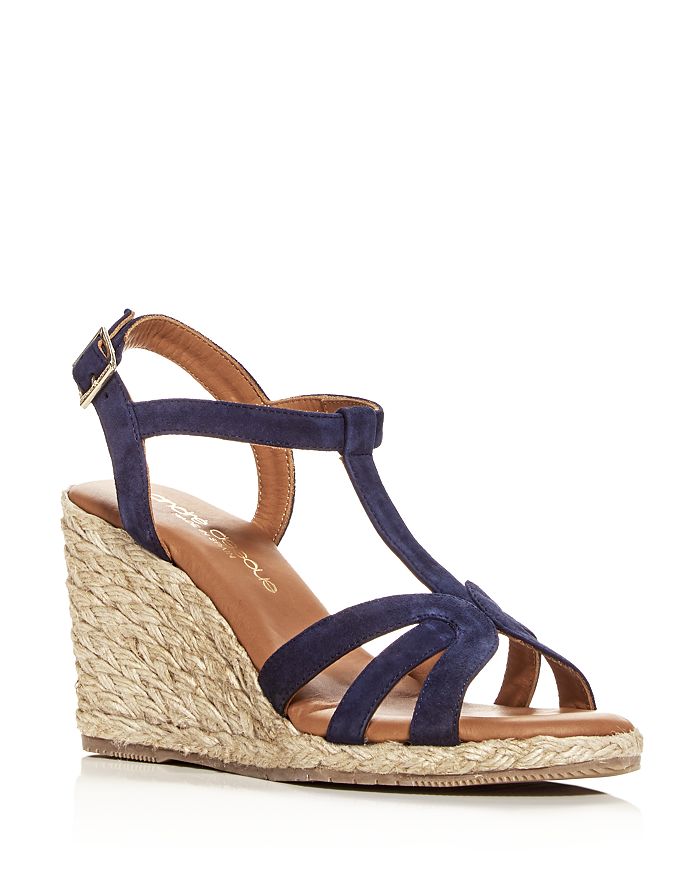 ANDRE ASSOUS WOMEN'S MADINA T-STRAP WEDGE SANDALS,MADINA-PO