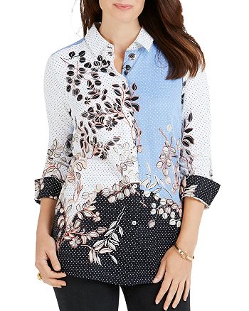 Foxcroft Libby Floral Dot Button-Down Tunic | Bloomingdale's