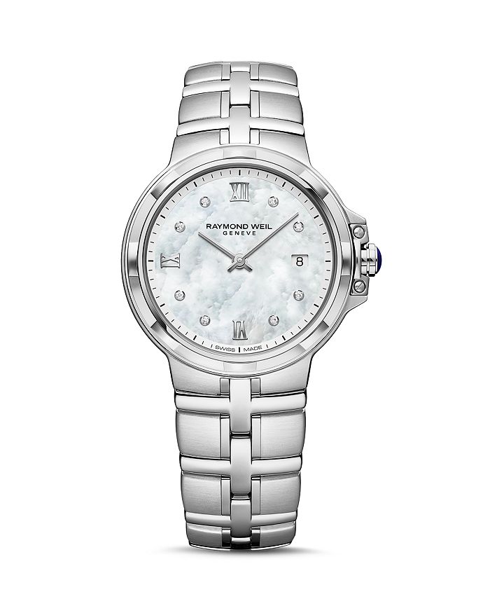 RAYMOND WEIL PARSIFAL DIAMOND MOTHER-OF-PEARL WATCH, 30MM,5180-ST-00995