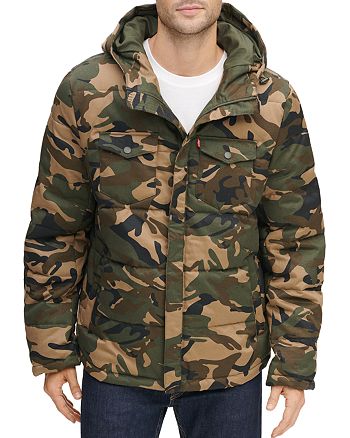 Levi's Quilted Camouflage-Print Hooded Puffer Jacket | Bloomingdale's