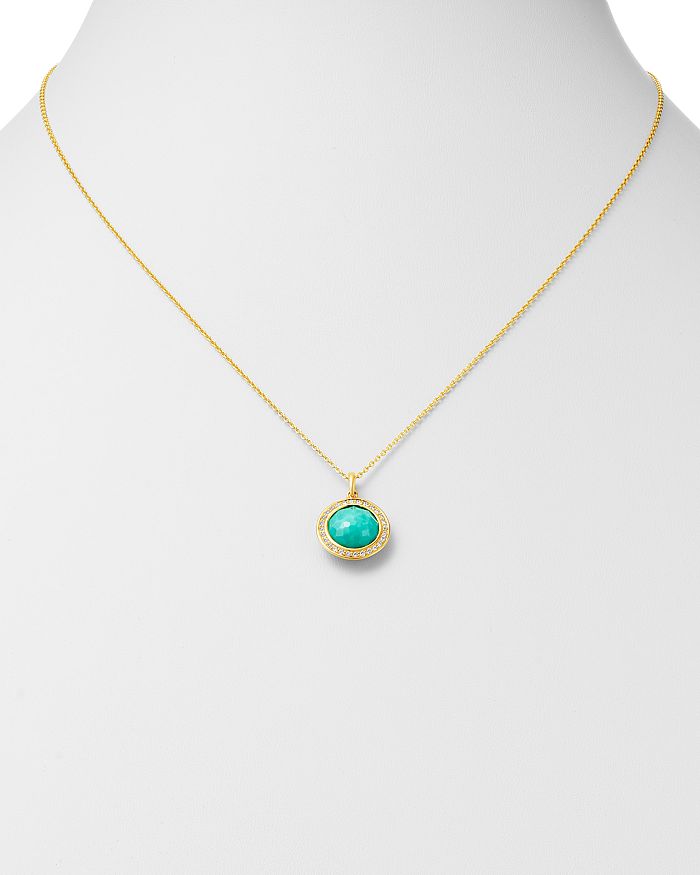 Shop Ippolita 18k Yellow Gold Lollipop Turquoise Mini Pendant Necklace With Pave Diamonds, 18 In Blue/gold