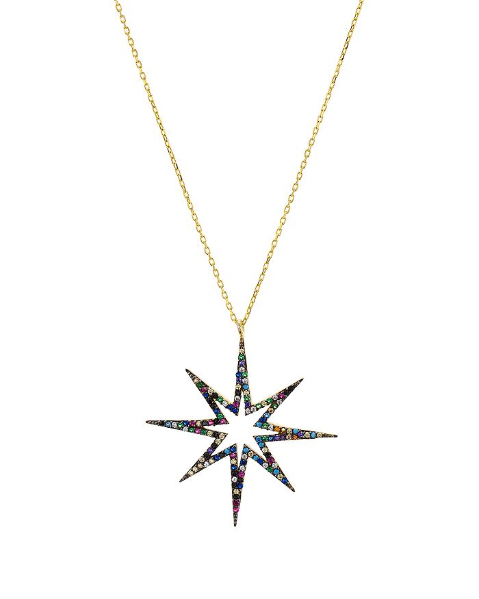 Aqua Multicolor Star Pendant Necklace In Sterling Silver, 16 - 100% Exclusive In Multi/gold