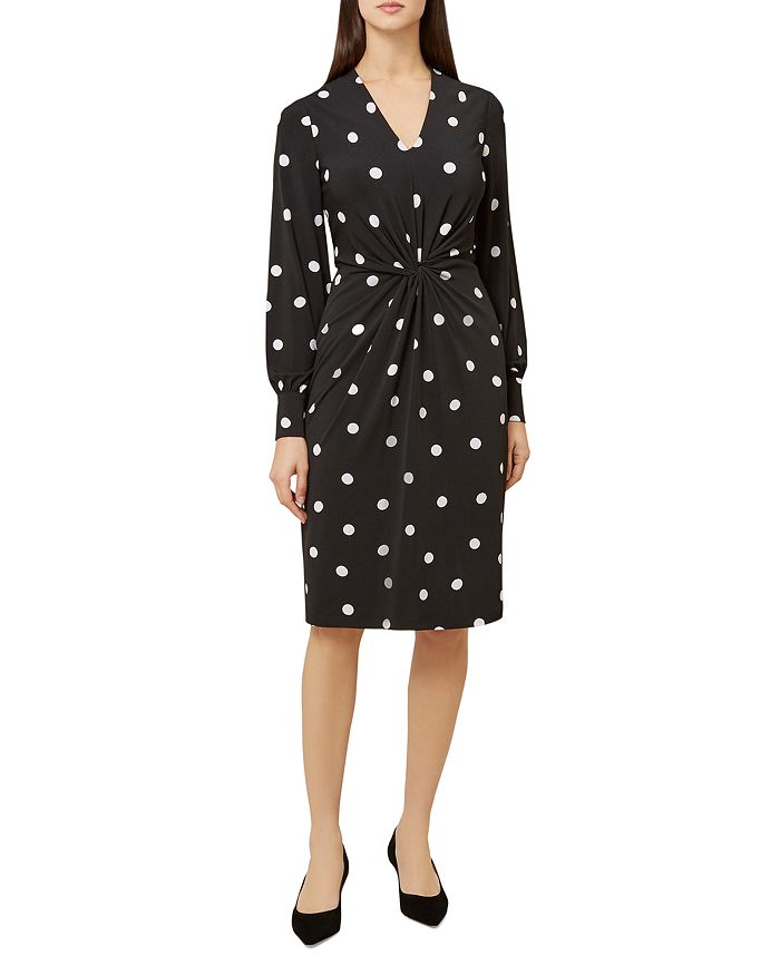 HOBBS LONDON FARRAH TWIST-FRONT POLKA DOT DRESS 011957849845L00