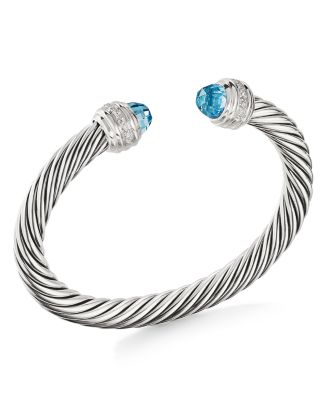 David Yurman Sterling Silver Cable Classics Bracelet with Gemstones ...