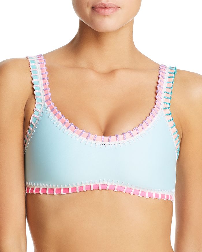 Pilyq Platinum Inspired By Solange Ferrarini Stitched Sporty Bikini Top - 100% Exclusive In Cabana Blue