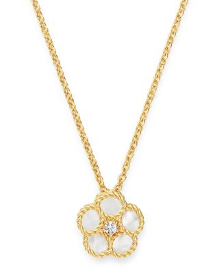 18K Yellow Gold Daisy Mother-of-Pearl & Diamond Pendant Necklace, 16" - Exclusive