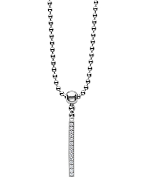 Lagos Sterling Silver Caviar Spark Diamond Stick Pendant Necklace, 16