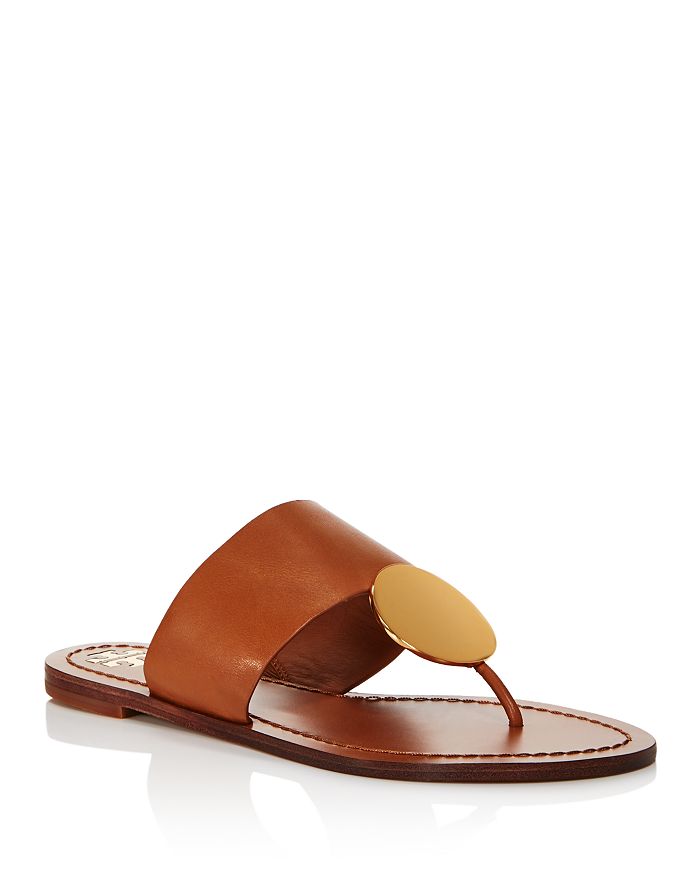 TORY BURCH WOMEN'S PATOS DISC LEATHER THONG SANDALS,46914