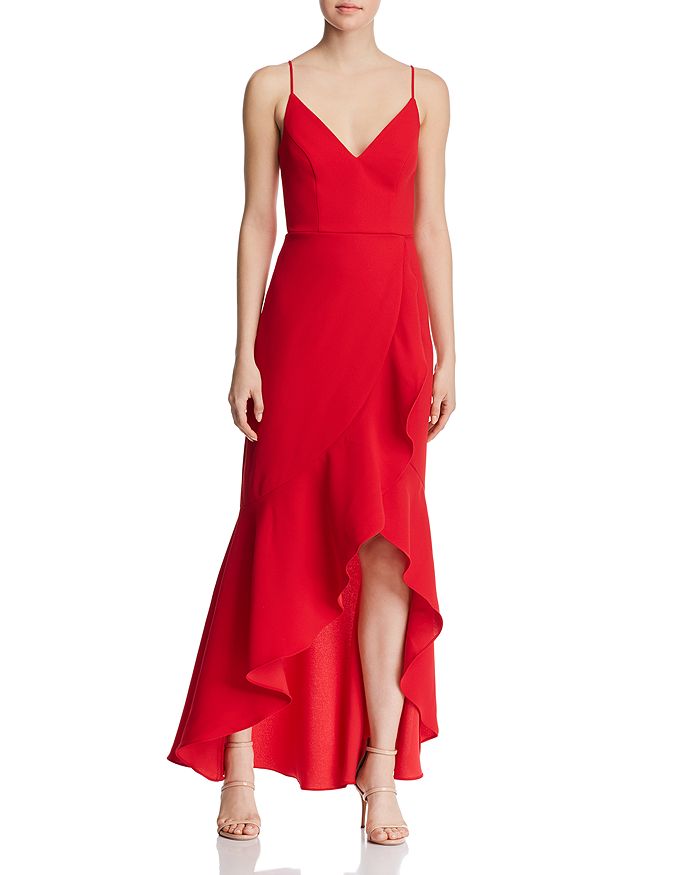 Avery G High/Low Ruffled Crepe Gown | Bloomingdale's