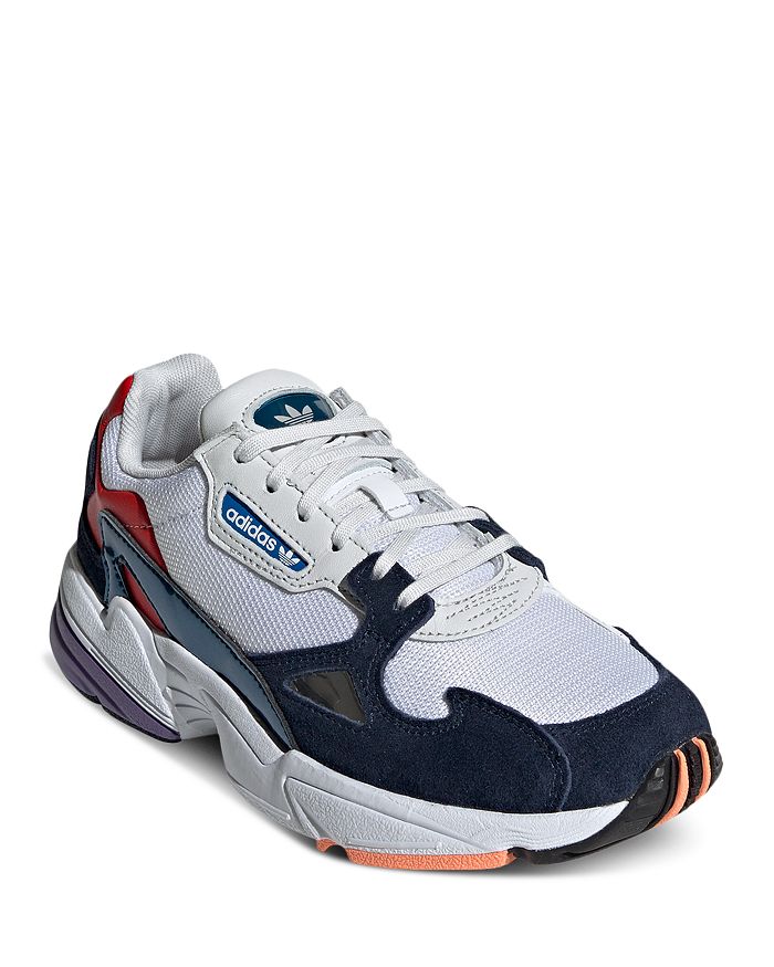 Adidas Originals White Falcon Grunge Suede Sneakers In Blue/white