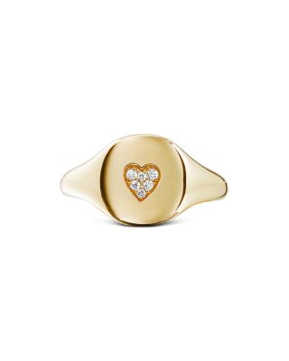 Cable Collectibles Heart Mini Pinky Ring in 18K Gold with Diamonds 