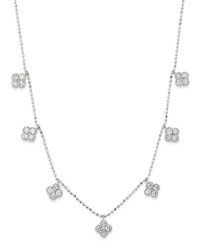 Bloomingdale's Diamond Clover Station Necklace In 14k White Gold, 1.0 Ct. T.w. - 100% Exclusive