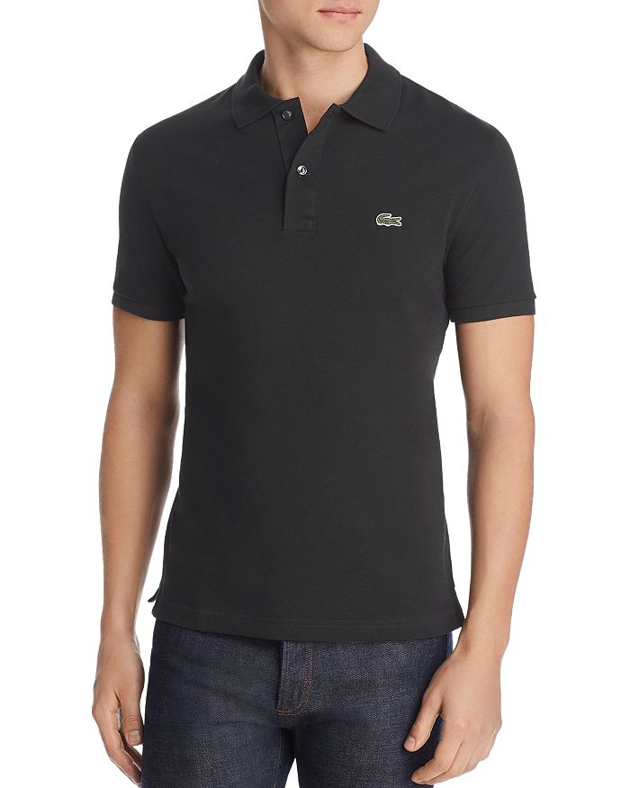 Shop Lacoste Petit Pique Slim Fit Polo Shirt In Black
