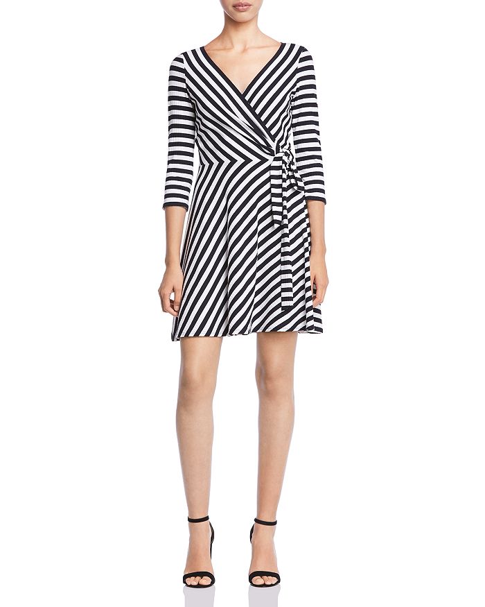 Bailey 44 Dry Dock Striped Rib-Knit Faux-Wrap Dress | Bloomingdale's