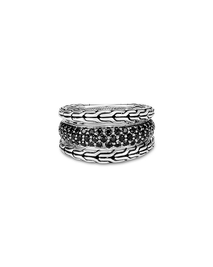 Shop John Hardy Sterling Silver Classic Chain Black Sapphire & Black Spinel Ring In Black/silver