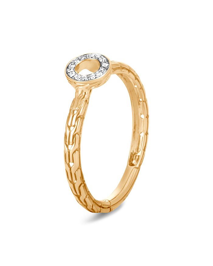 JOHN HARDY 18K YELLOW GOLD DOT PAVE DIAMOND CIRCLE RING,RGX340152DIX7