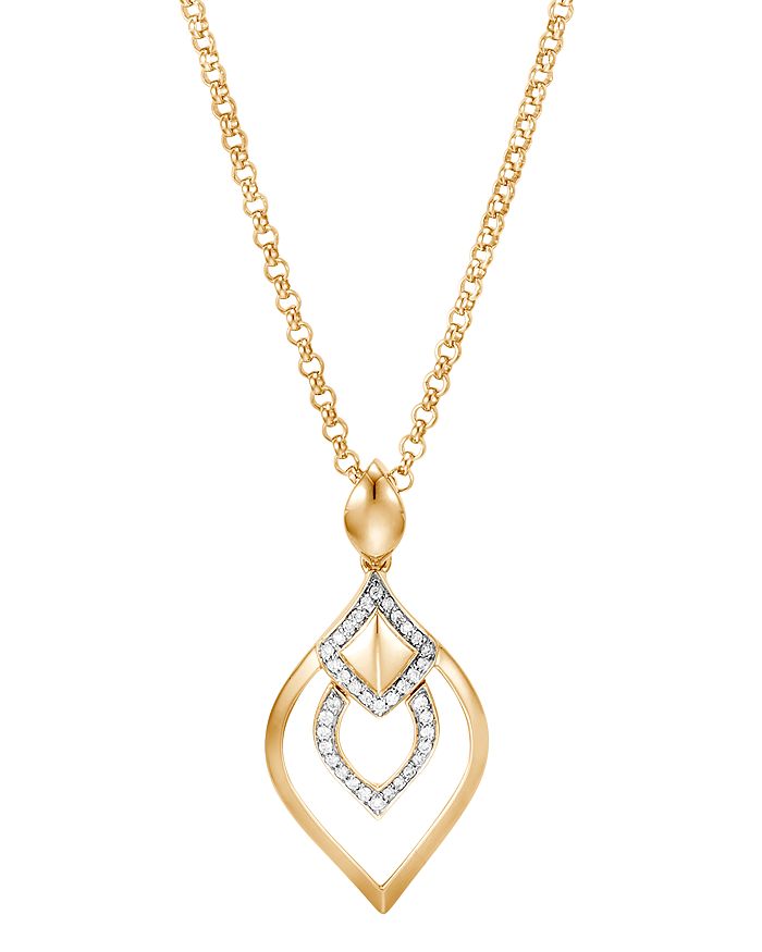 John Hardy 18k Yellow Gold Legends Naga Pave Diamond Pendant Necklace, 18 In White/gold