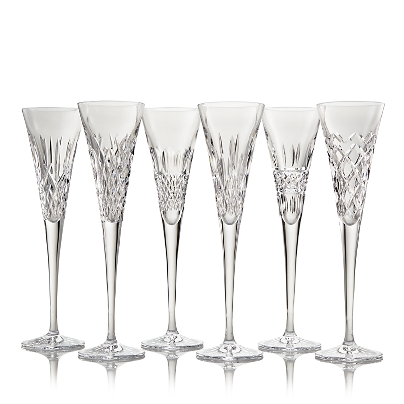 Waterford Set Of 6 Heritage Mixed Pattern Toasting Flutes