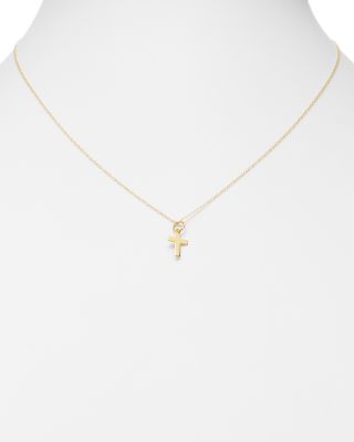 short gold chain with cross