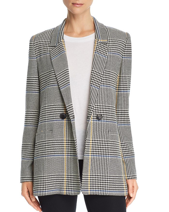 Anine Bing Madeleine Houndstooth Double-Breasted Blazer | Bloomingdale's
