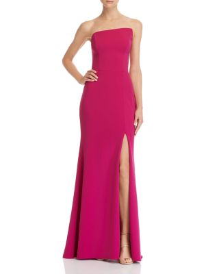 Asymmetric Strapless Gown with Chiffon Overlay main image 1