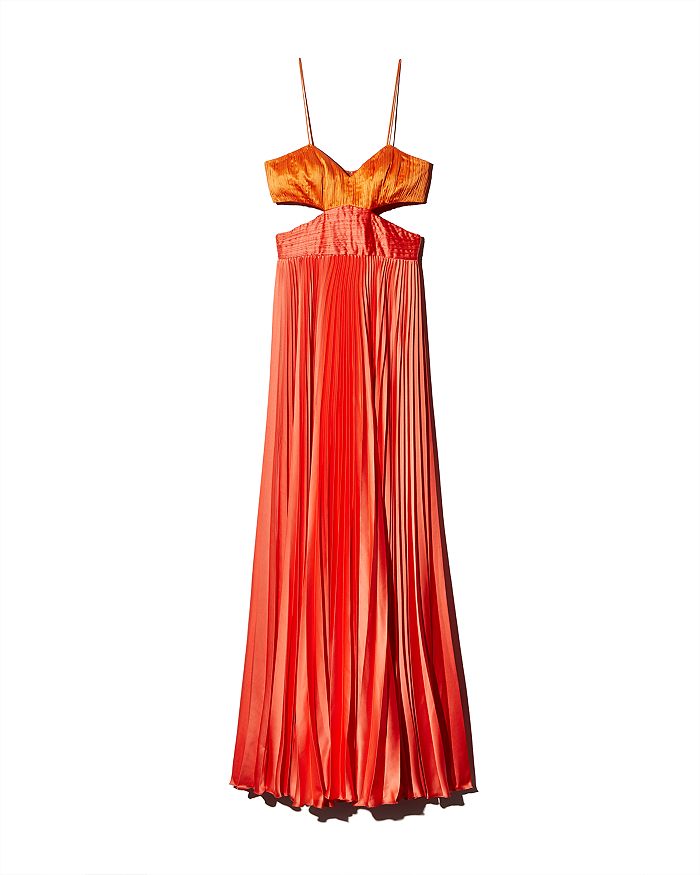 Amur Elodie Pleated Color-Block Satin Gown | Bloomingdale's