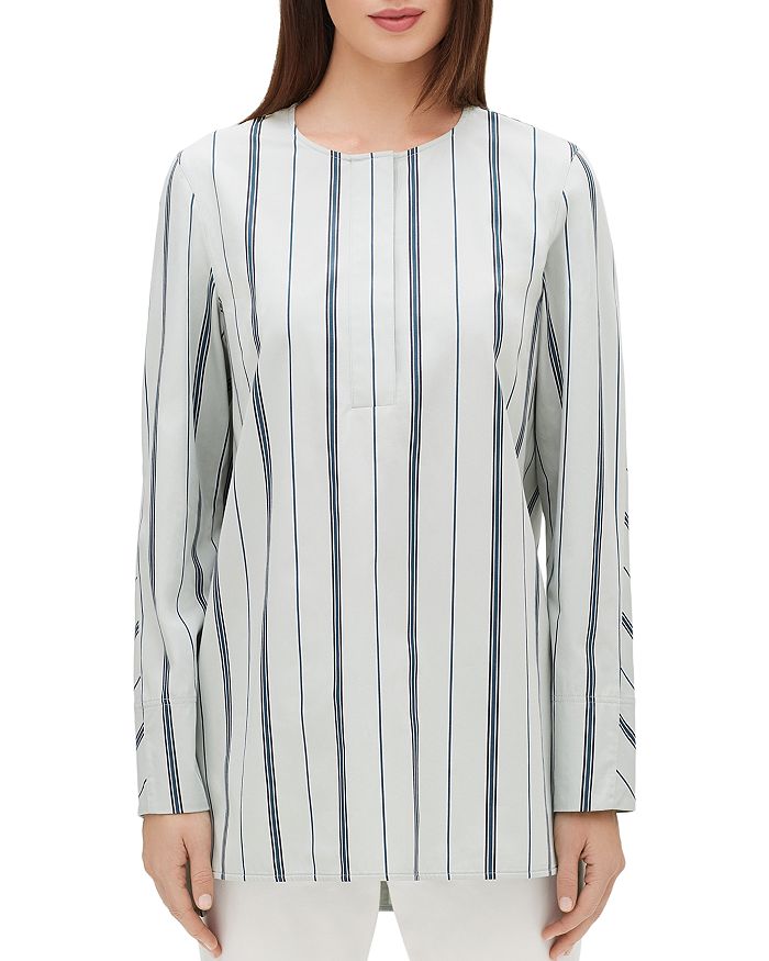 LAFAYETTE 148 TILLY STRIPE TUNIC BLOUSE,MBAD5R-1D75