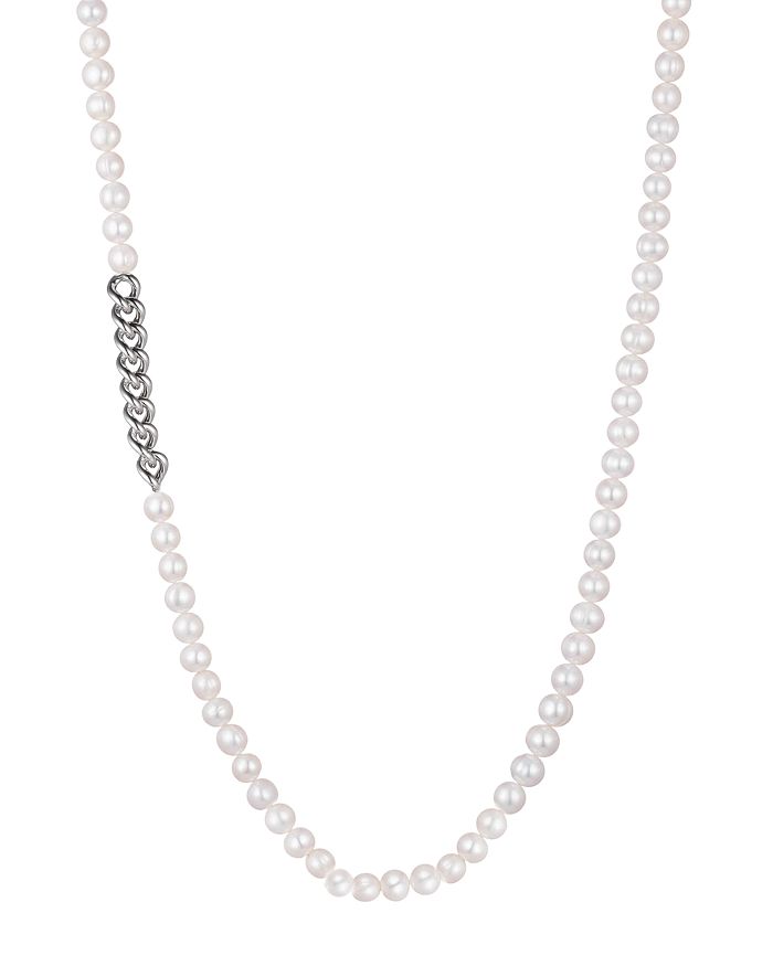 Carolee Cultured Freshwater Pearl & Chain Strandage Necklace In Sterling Silver, 42 In White/silver