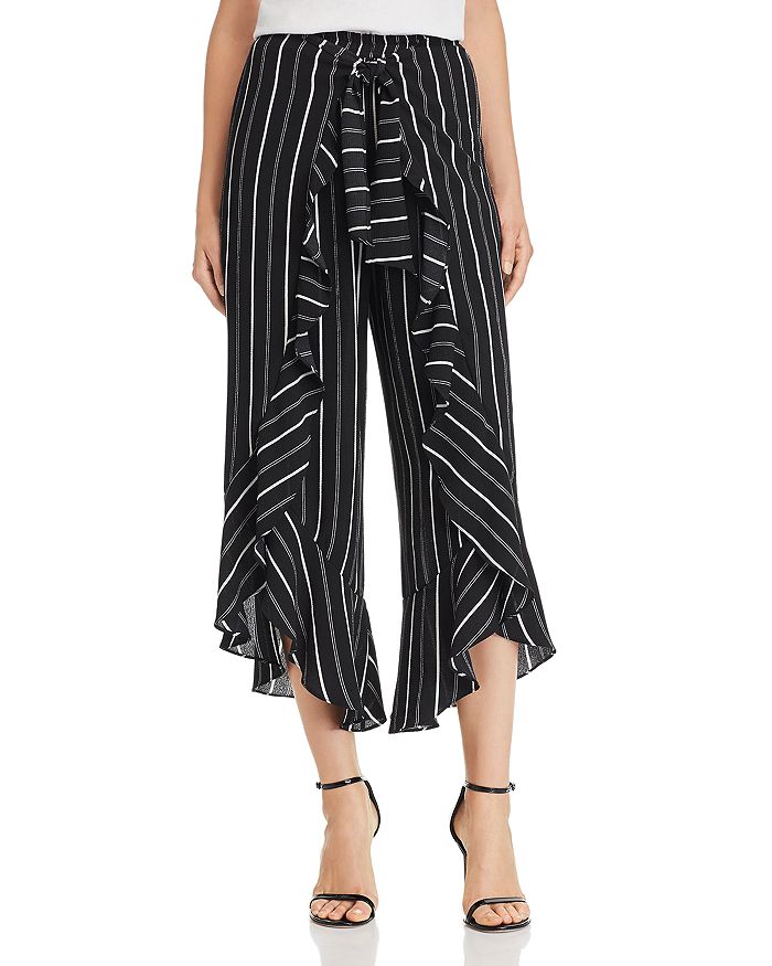 AQUA Ruffled Striped Wide-Leg Pants - 100% Exclusive | Bloomingdale's
