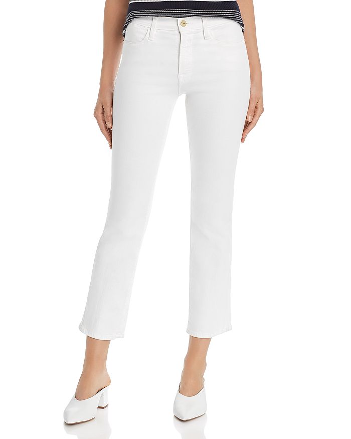 Shop Frame Le High Rise Straight Ankle Jeans In Blanc