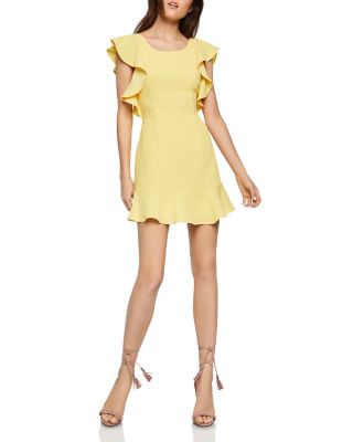 bcbg yellow ruffle dress